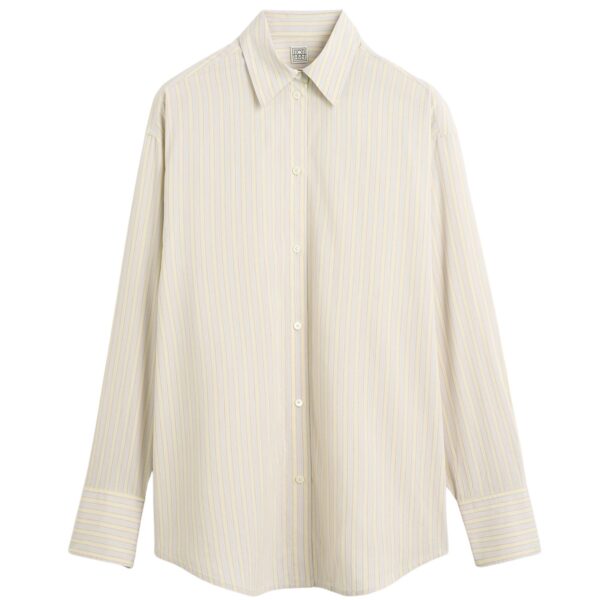 Totême Oversized striped shirt in Yellow / Sky - Tops - Scandinavian Minimalist Luxury at Coveti