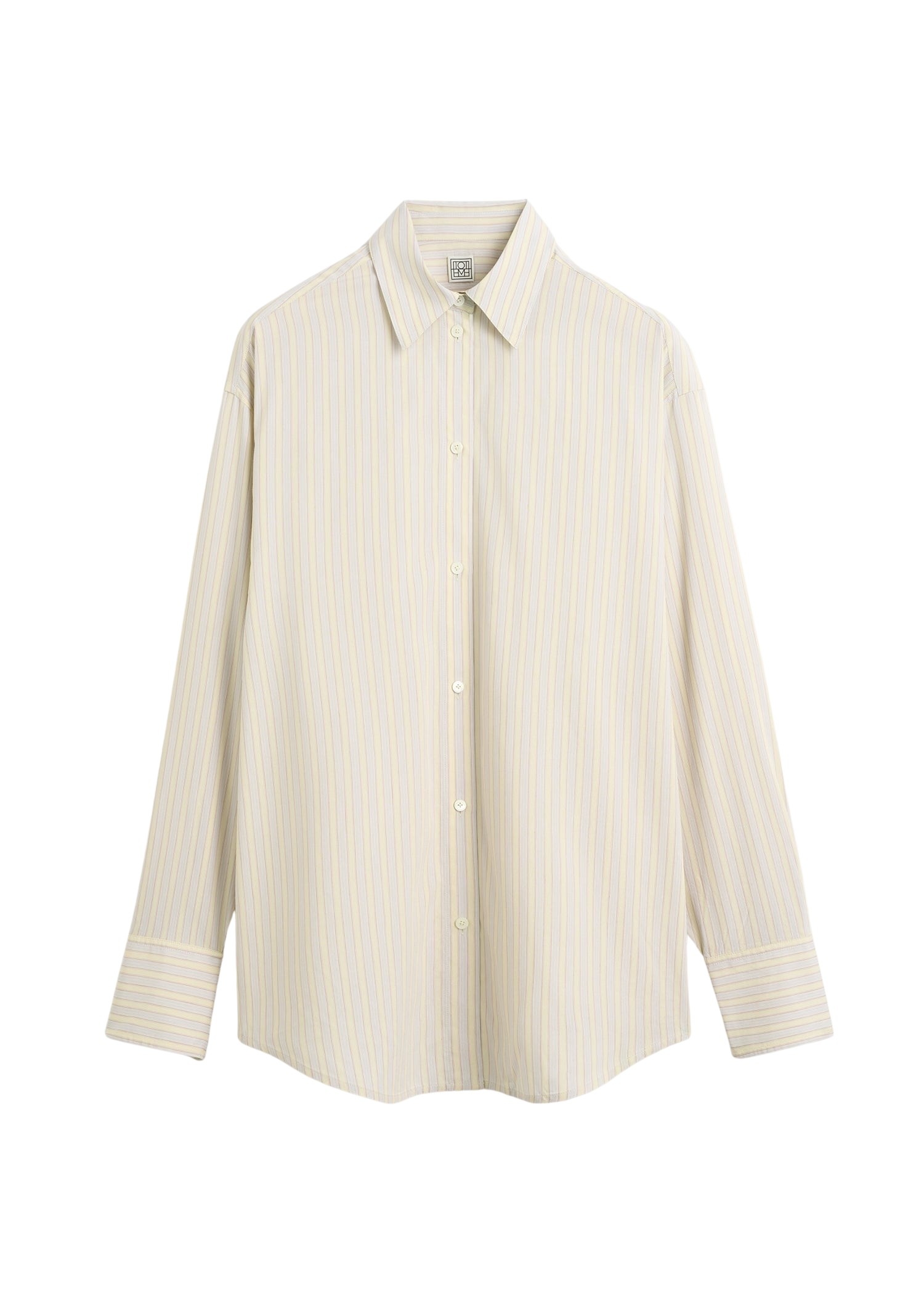Totême Oversized striped shirt in Yellow / Sky - Tops - Scandinavian Minimalist Luxury at Coveti