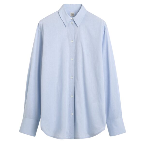 Totême Oversized summer shirt in Sky - Tops - Scandinavian Minimalist Luxury at Coveti