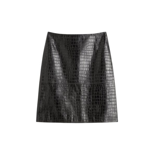 Totême Paneled croco-embossed skirt in Dark brown - Skirts - Scandinavian Minimalist Luxury at Coveti