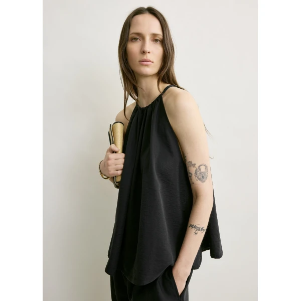 Totême Parachute halter top in Black - Tops - Scandinavian Minimalist Luxury at Coveti