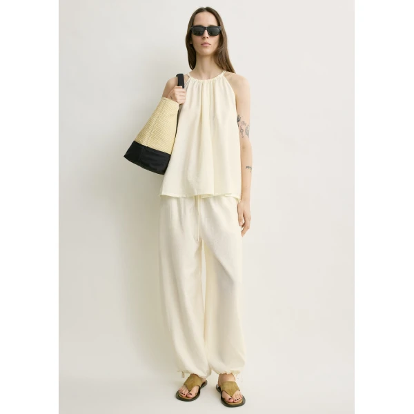 Totême Parachute halter top in Off-white - Tops - Scandinavian Minimalist Luxury at Coveti