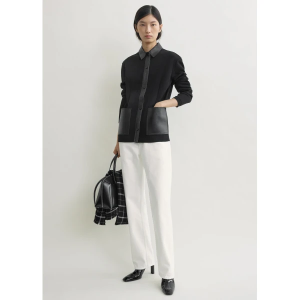 Totême Patch pocket shirt in Black - Tops - Scandinavian Minimalist Luxury at Coveti