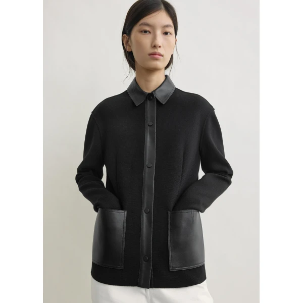 Totême Patch pocket shirt in Black - Tops - Scandinavian Minimalist Luxury at Coveti
