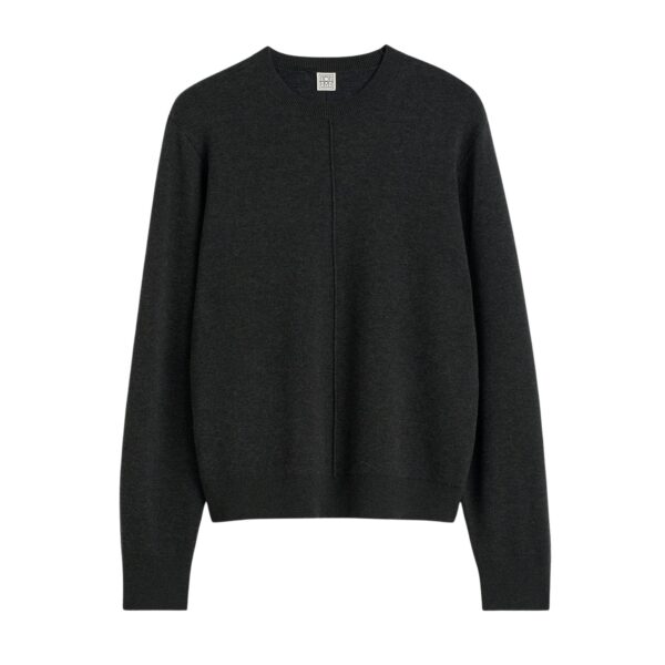 Totême Pintucked sweater charcoal in Charcoal melange - Knitwear - Scandinavian Minimalist Luxury at Coveti