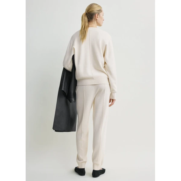 Totême Pintucked sweater in Ecru - Knitwear - Scandinavian Minimalist Luxury at Coveti