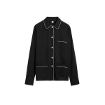 Totême Piped pj top in Black - Tops - Scandinavian Minimalist Luxury at Coveti