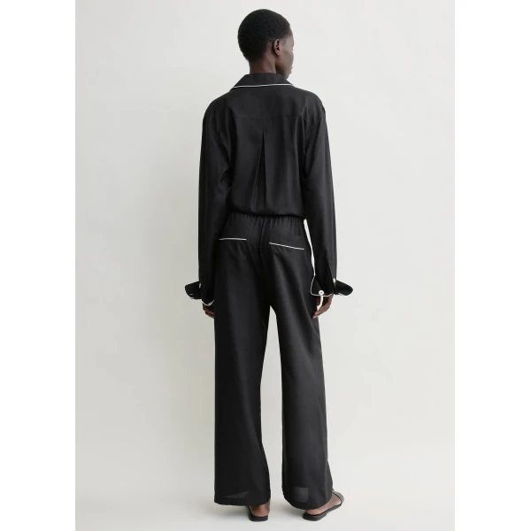 Totême Piped silk trousers in Black - Pants - Scandinavian Minimalist Luxury at Coveti