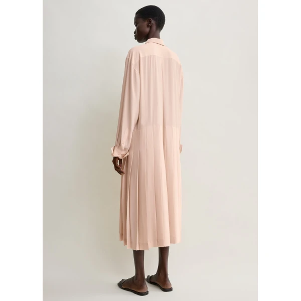 Totême Pleated shirtdress in Dusty pink - Dresses - Scandinavian Minimalist Luxury at Coveti