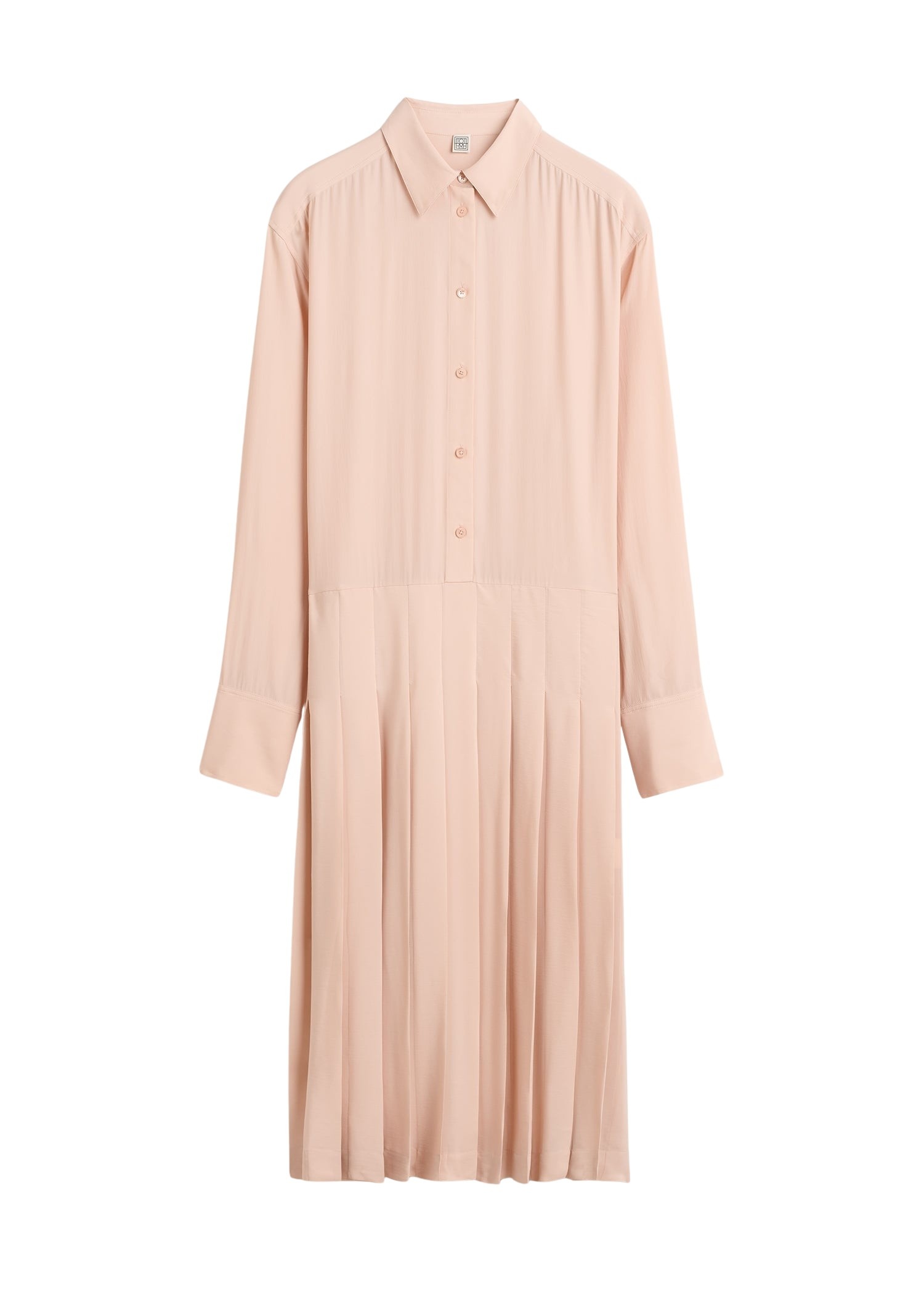 Totême Pleated shirtdress in Dusty pink - Dresses - Scandinavian Minimalist Luxury at Coveti