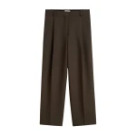 Totême Pleated straight trousers in Bark - Pants - Scandinavian Minimalist Luxury at Coveti