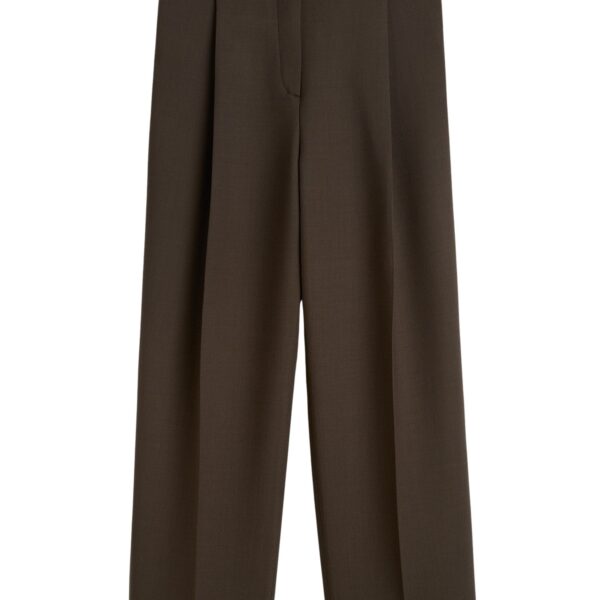 Totême Pleated straight trousers in Bark - Pants - Scandinavian Minimalist Luxury at Coveti