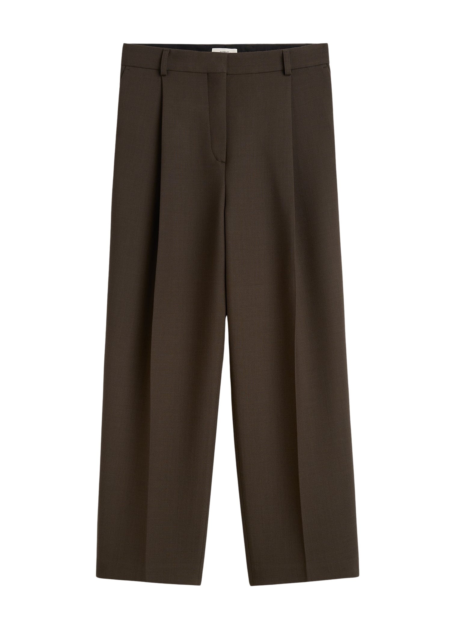Totême Pleated straight trousers in Bark - Pants - Scandinavian Minimalist Luxury at Coveti