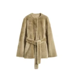 Totême Plush shearling jacket in Rye - Jackets - Scandinavian Minimalist Luxury at Coveti