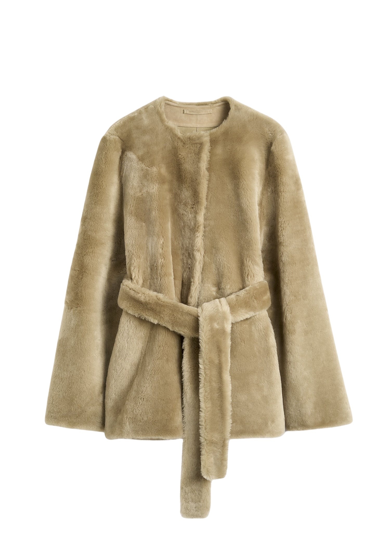 Totême Plush shearling jacket in Rye - Jackets - Scandinavian Minimalist Luxury at Coveti