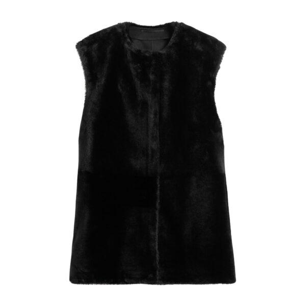 Totême Plush shearling vest in Black - Jackets - Scandinavian Minimalist Luxury at Coveti