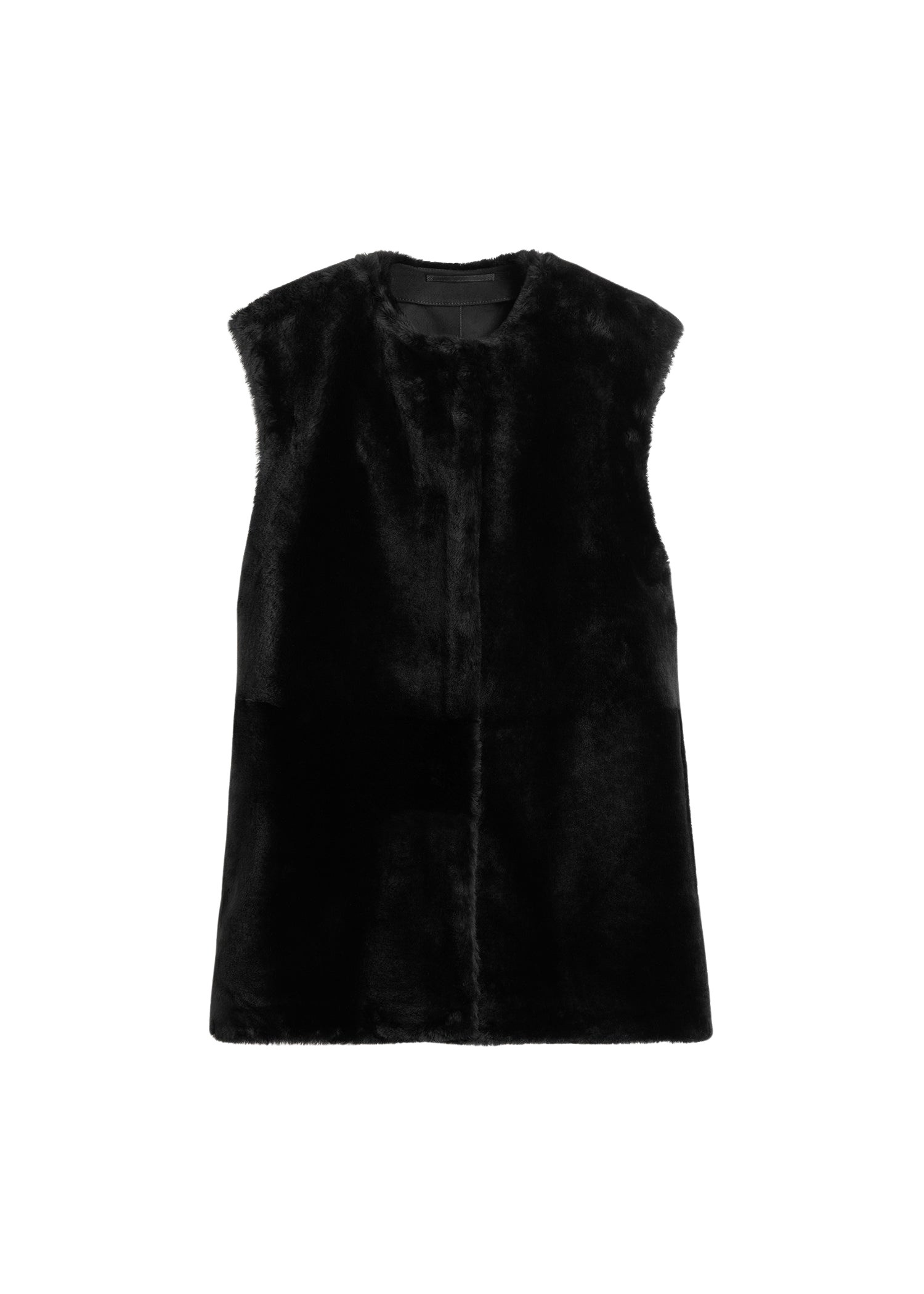 Totême Plush shearling vest in Black - Jackets - Scandinavian Minimalist Luxury at Coveti