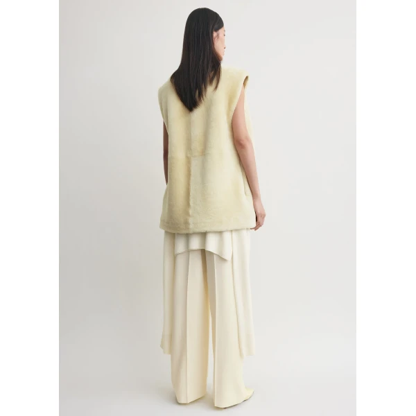 Totême Plush shearling vest in Ecru - Jackets - Scandinavian Minimalist Luxury at Coveti