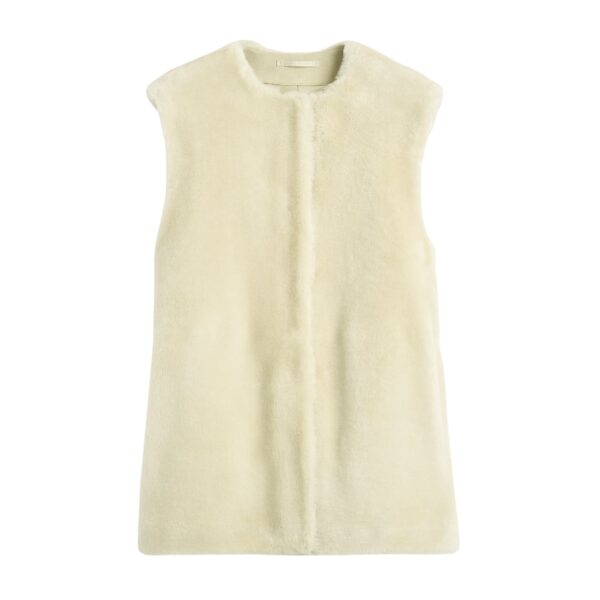 Totême Plush shearling vest in Ecru - Jackets - Scandinavian Minimalist Luxury at Coveti