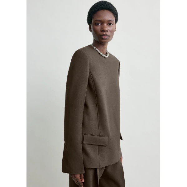 Totême Pocket top in Bark - Tops - Scandinavian Minimalist Luxury at Coveti