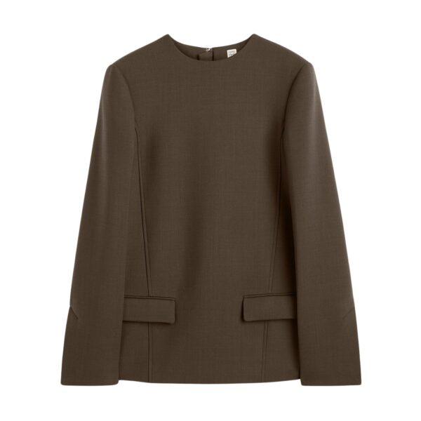 Totême Pocket top in Bark - Tops - Scandinavian Minimalist Luxury at Coveti