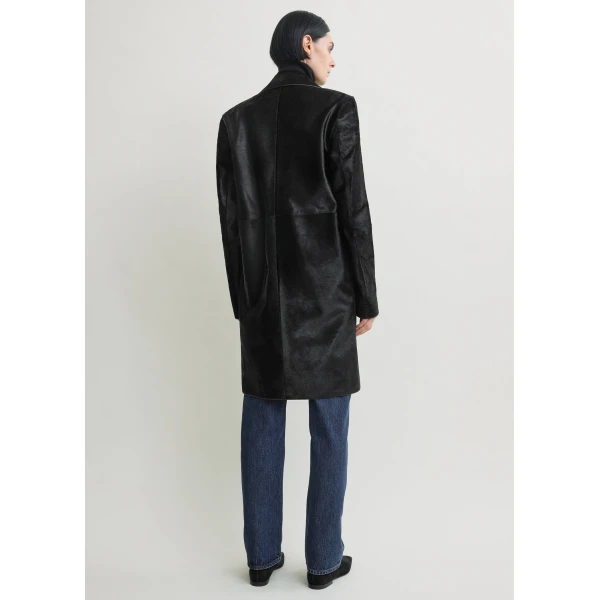 Totême Pony hair coat in Black - Coats - Scandinavian Minimalist Luxury at Coveti
