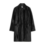 Totême Pony hair coat in Black - Coats - Scandinavian Minimalist Luxury at Coveti