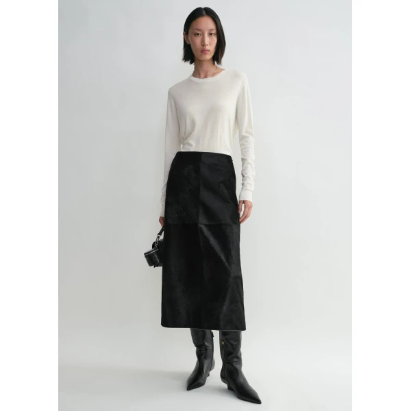 Totême Pony hair skirt in Black - Skirts - Scandinavian Minimalist Luxury at Coveti