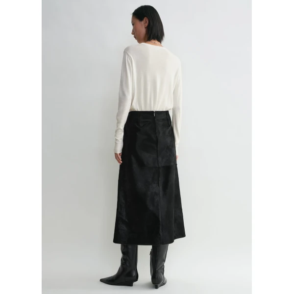 Totême Pony hair skirt in Black - Skirts - Scandinavian Minimalist Luxury at Coveti