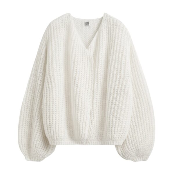Totême Puffed cardigan off-white in Off white - Knitwear - Scandinavian Minimalist Luxury at Coveti