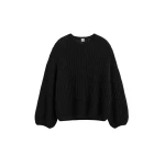 Totême Puffed knit in Black - Knitwear - Scandinavian Minimalist Luxury at Coveti