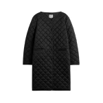Totême Quilted collarless coat in Black - Coats - Scandinavian Minimalist Luxury at Coveti