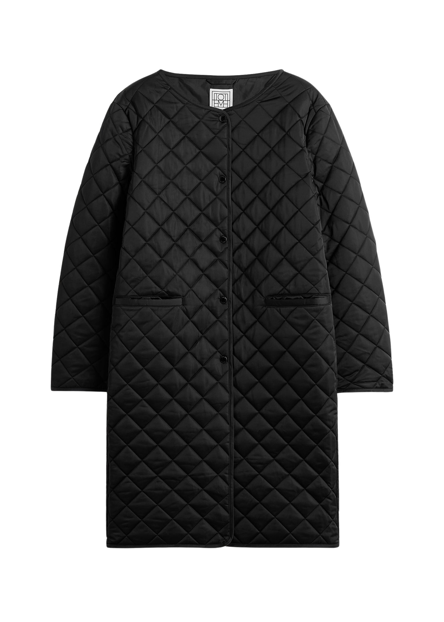 Totême Quilted collarless coat in Black - Coats - Scandinavian Minimalist Luxury at Coveti