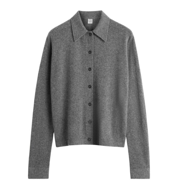 Totême Raglan-sleeve cashmere cardigan dark grey in Dark grey melange - Knitwear - Scandinavian Minimalist Luxury at Coveti