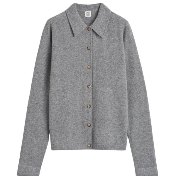Totême Raglan-sleeve cashmere cardigan grey melange in Dark grey melange - Knitwear - Scandinavian Minimalist Luxury at Coveti