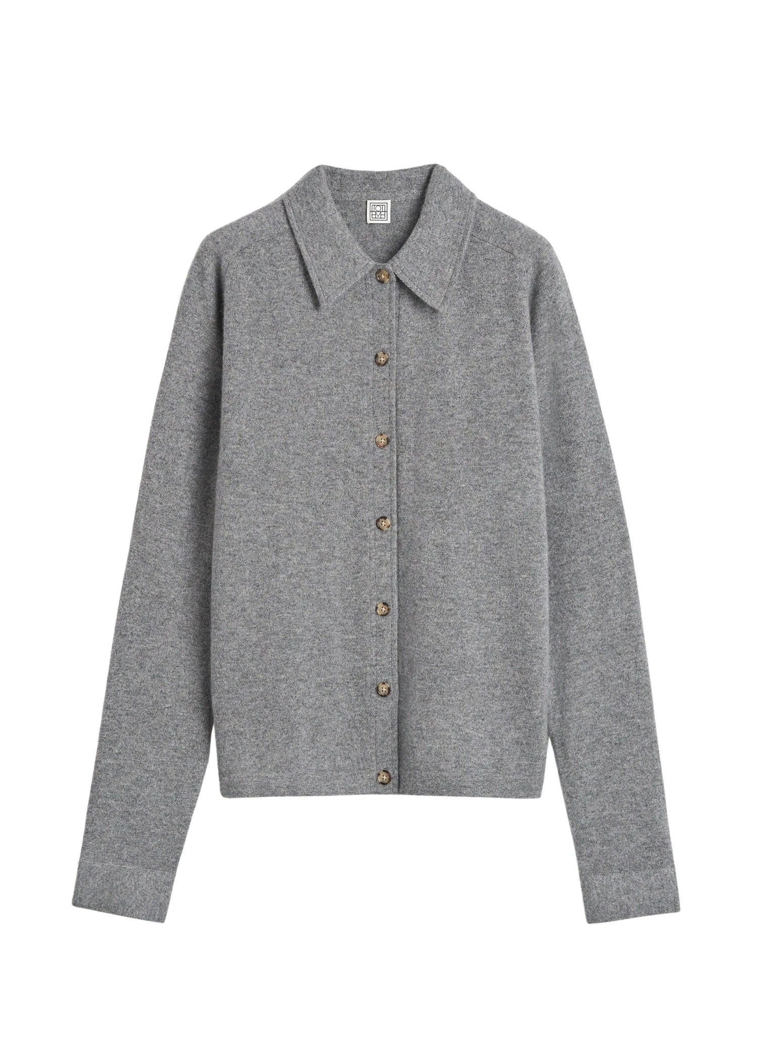 Toteme-Raglan-sleeve-cashmere-cardigan-grey-melange-in-Dark-grey-melange64644_nobg Totême Raglan-sleeve cashmere cardigan grey melange in Dark grey melange - Knitwear - Scandinavian Minimalist Luxury at Coveti