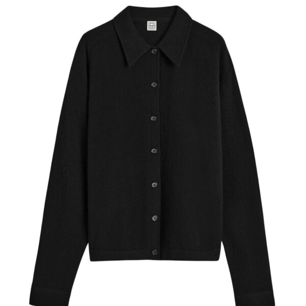 Totême Raglan-sleeve cashmere cardigan in Black - Knitwear - Scandinavian Minimalist Luxury at Coveti