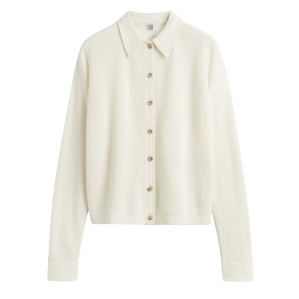 Totême Raglan-sleeve cashmere cardigan in White - Knitwear - Scandinavian Minimalist Luxury at Coveti