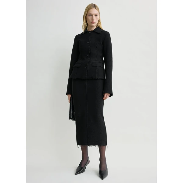 Totême Raw hem cotton jacket in Black - Jackets - Scandinavian Minimalist Luxury at Coveti