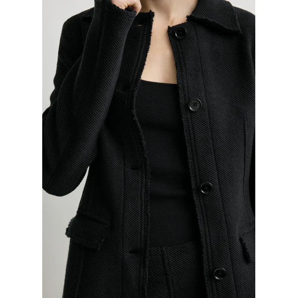 Totême Raw hem cotton jacket in Black - Jackets - Scandinavian Minimalist Luxury at Coveti
