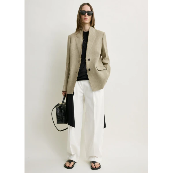 Totême Raw lapel jacket in Beige - Jackets - Scandinavian Minimalist Luxury at Coveti