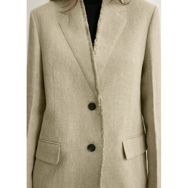 Totême Raw lapel jacket in Beige - Jackets - Scandinavian Minimalist Luxury at Coveti