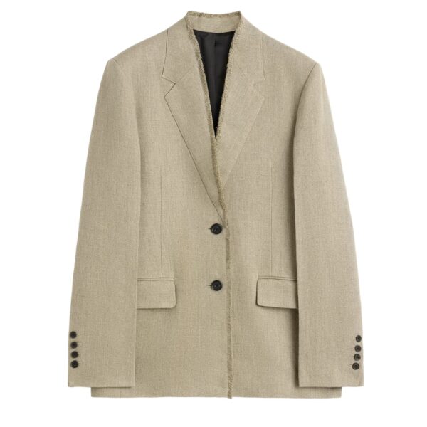 Totême Raw lapel jacket in Beige - Jackets - Scandinavian Minimalist Luxury at Coveti