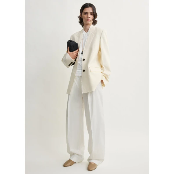 Totême Raw lapel jacket in Ecru - Jackets - Scandinavian Minimalist Luxury at Coveti