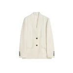 Totême Raw lapel jacket in Ecru - Jackets - Scandinavian Minimalist Luxury at Coveti
