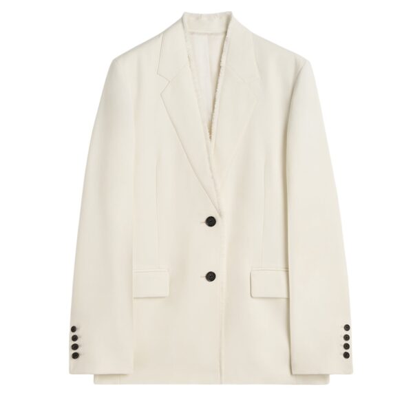 Totême Raw lapel jacket in Ecru - Jackets - Scandinavian Minimalist Luxury at Coveti