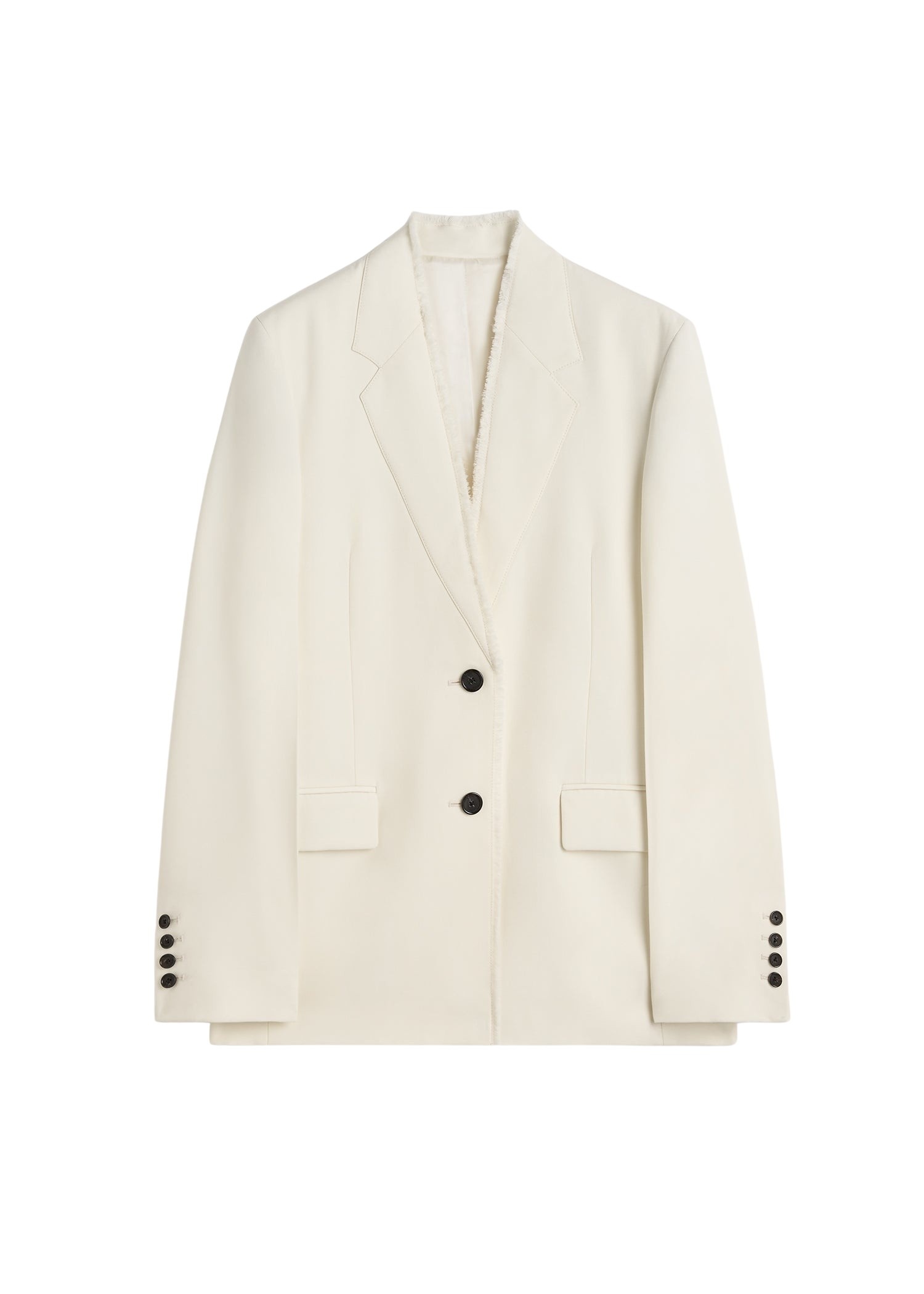 Totême Raw lapel jacket in Ecru - Jackets - Scandinavian Minimalist Luxury at Coveti