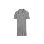 Totême Ribbed cashmere silk polo in Grey melange - Knitwear - Scandinavian Minimalist Luxury at Coveti
