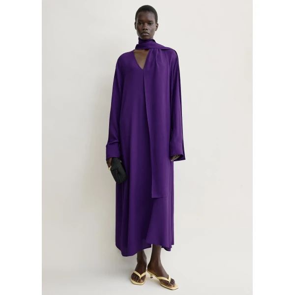 Totême Rounded neckline dress in Amethyst - Dresses - Scandinavian Minimalist Luxury at Coveti