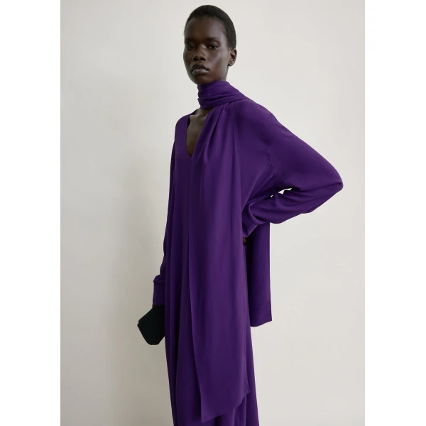 Totême Rounded neckline dress in Amethyst - Dresses - Scandinavian Minimalist Luxury at Coveti